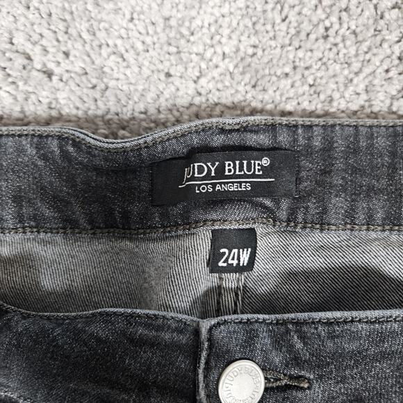 Judy Blue Jeans Womens 24 Faded Black Daisy Distressed Skinny Fit Stretch Boho - Picture 3 of 13